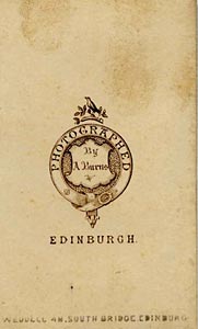 Carte de Visite of Edinburgh Castle and the National Galleriey of Scotland from East Princes Street Gardens  -  back