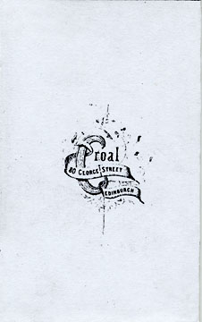 The back of a carte de visite of a man by John T Croal