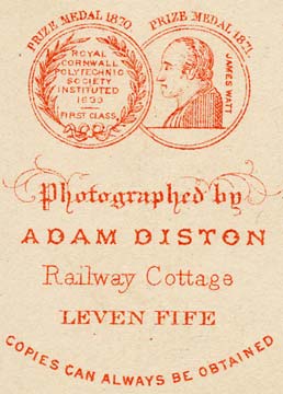 Detail from the back of a carte de visite depicting medals awarded to Adam Diston