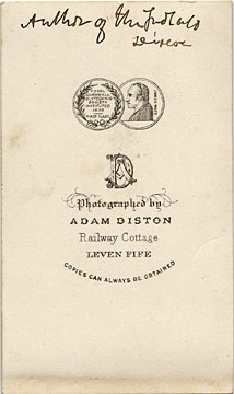 The back of a carte de visite by Adam Disotn  -  1871-1877  -  Portrait of de Gray