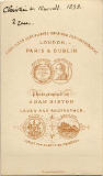 The back of a carte de visite by Adam Diston  -  1877-82  -  Girl