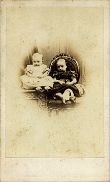 Carte de Visite printed by the Edinburgh Society for the Employment of Woman  -  Two Babies  -  front