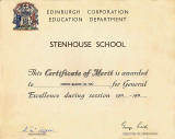 Certificate of Merit, Stenhouse School - 1967-68