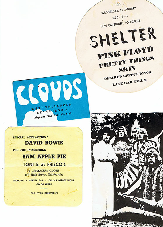 Membership Cards and Flyers from Edinburgh clubs and discos in the 1960s and 1970s
