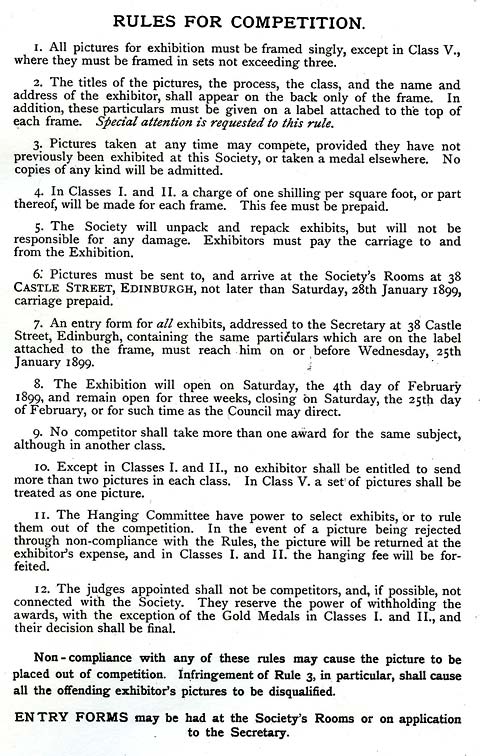 EPS Exhibition - February 1899  -  Rules