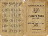 Hibernian Football Club  -  Fixture Card, 1921-22