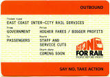 Campaign document in the style of a large railway ticket