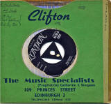 Record Sleeve and Record  -  Clifton Music Specialists, 109 Princes Street