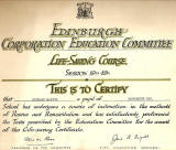 Edinburgh Corporation Education Department Swimming Certificate, awarded to Richard Martin, 1949-50