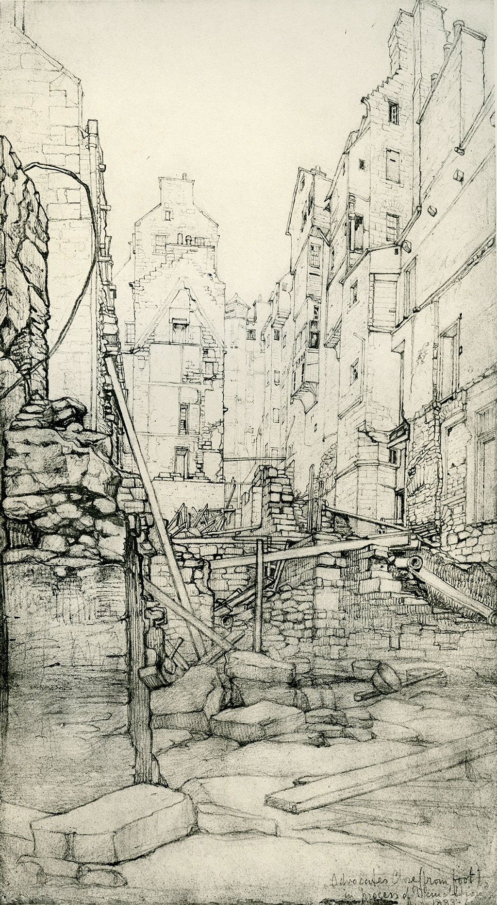 Old Houses in Edinburgh  -  Drawing by Bruce J Home  -  Advocate's Close