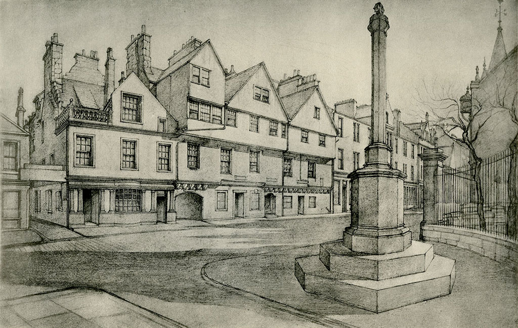 Old Houses in Edinburgh  -  Drawing by Bruce J Home  -  Huntly House