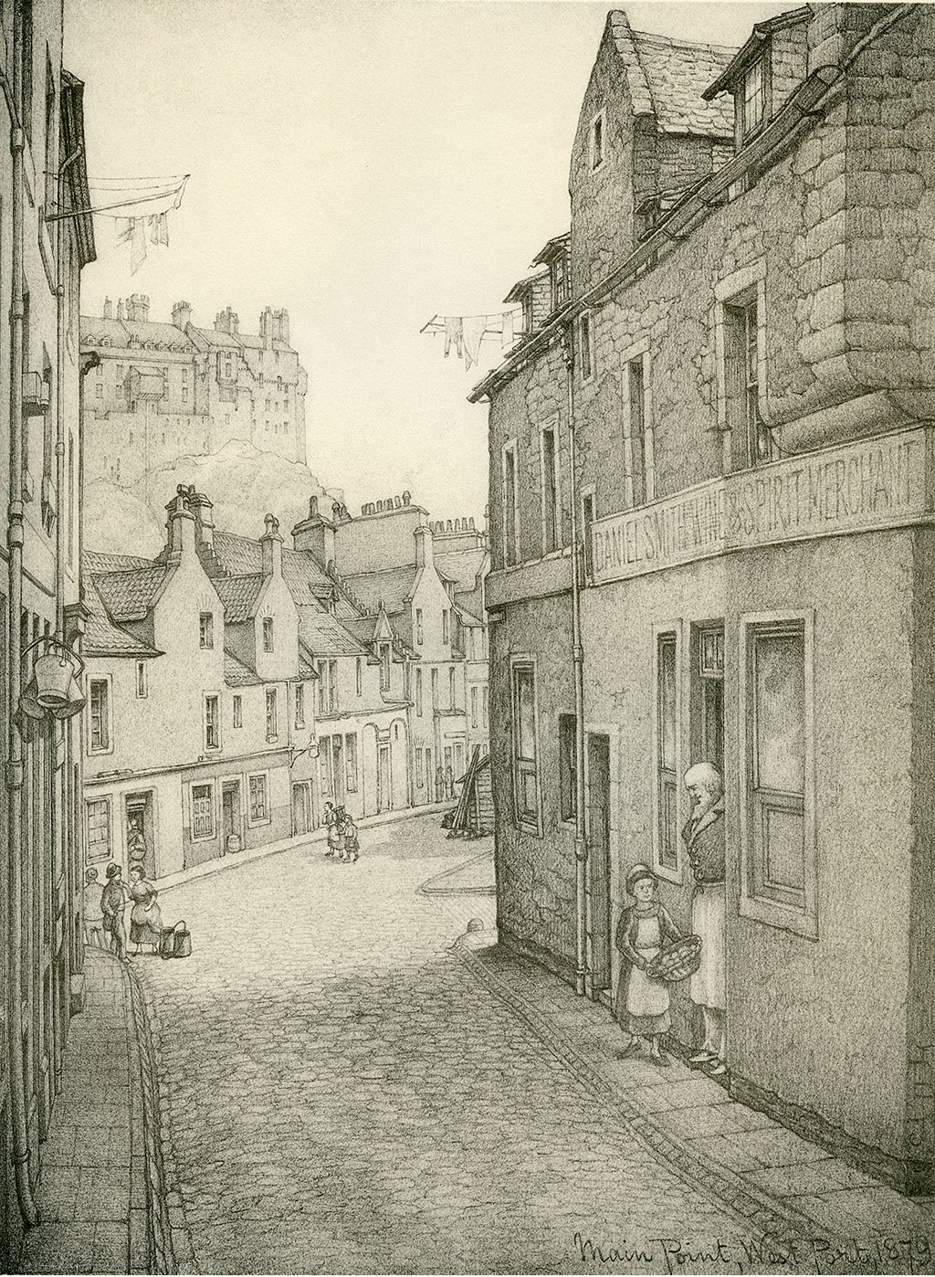 Old Houses in Edinburgh  -  Drawing by Bruce J Home  -  West Port