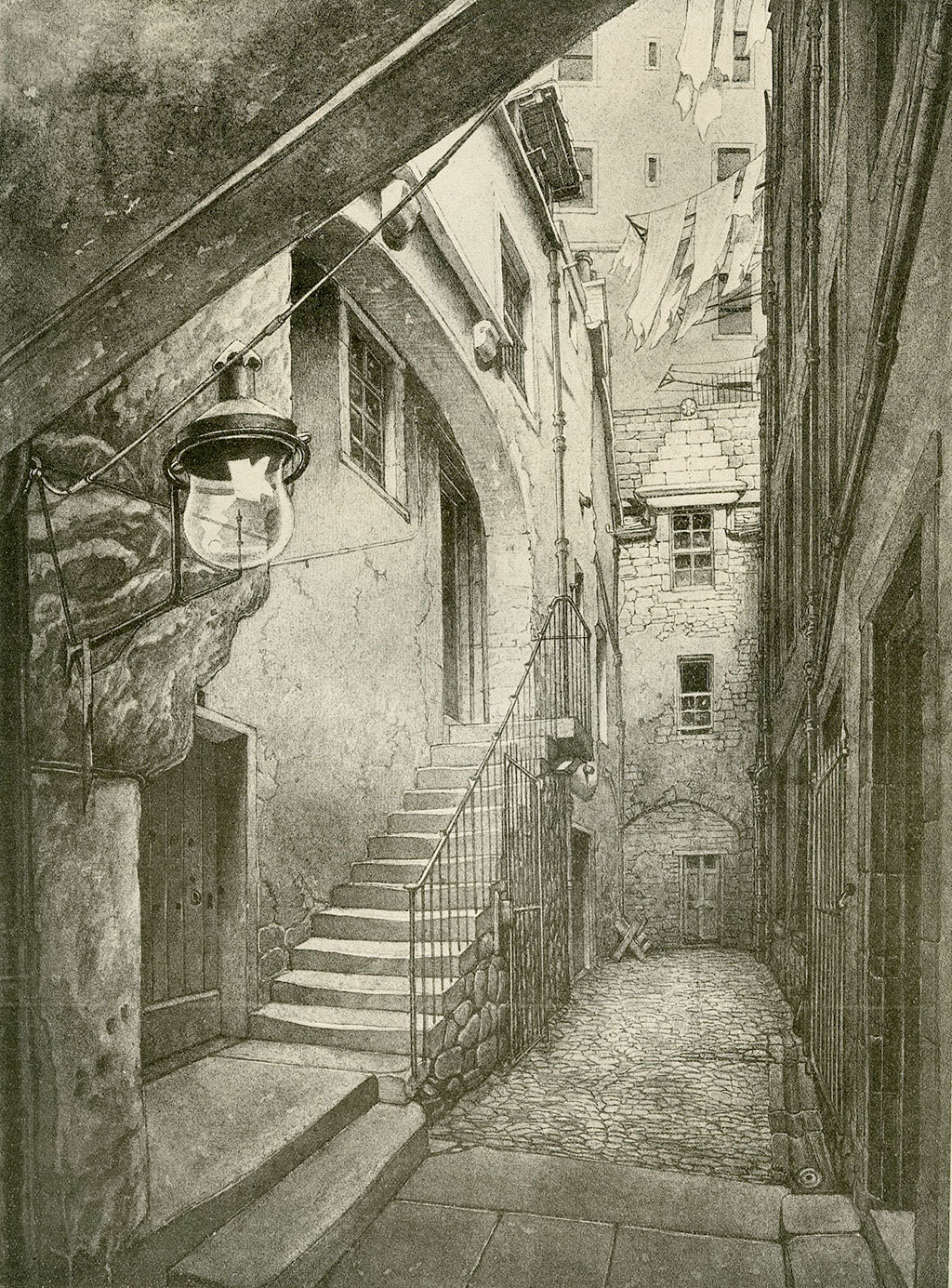 Old Houses in Edinburgh  -  Drawing by Bruce J Home  -  West Bow