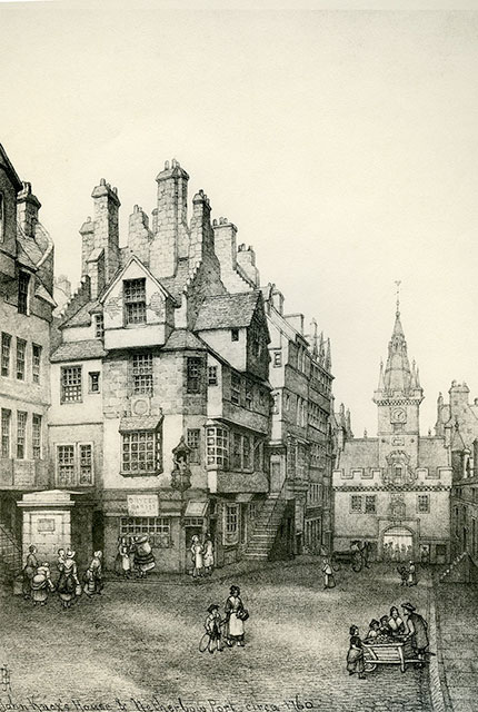 Old Houses in Edinburgh  -  Drawing by Bruce J Home  -  John Knox House