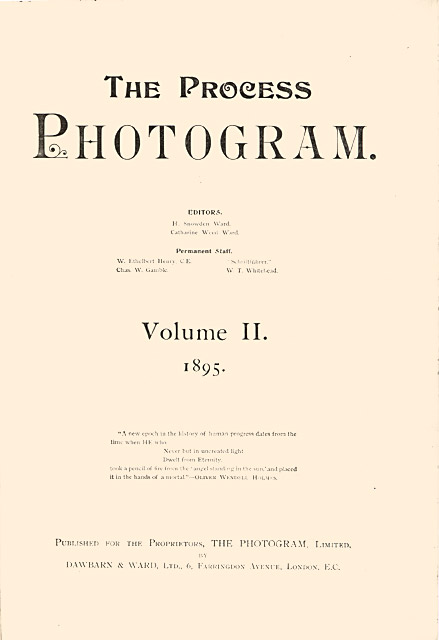 The Photogram  -  Title page, 1895