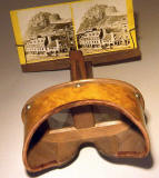 Stereoscope and stereo card - view of Grassmarket and Edinburgh Castle