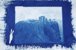 Cyanotype Print of Dunnottar Castle, printed by Norma Thallon at Hospitalfield House  -  2003