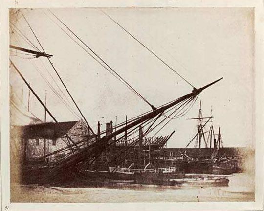 Photograph from Edinburgh Calotype Club album  -  Volume 2, Page 77  -  Leith Harbour
