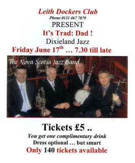 Poster  -  Jazz Evening at Leith Dockers Club  -  June 17, 2011