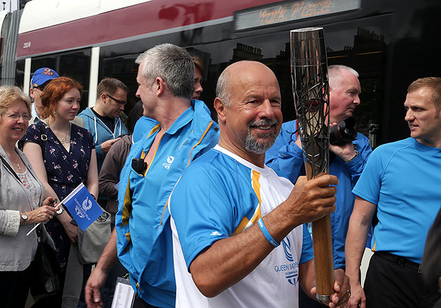 The Queen's Baton at West Princes Street tram stop in Shandwick Place