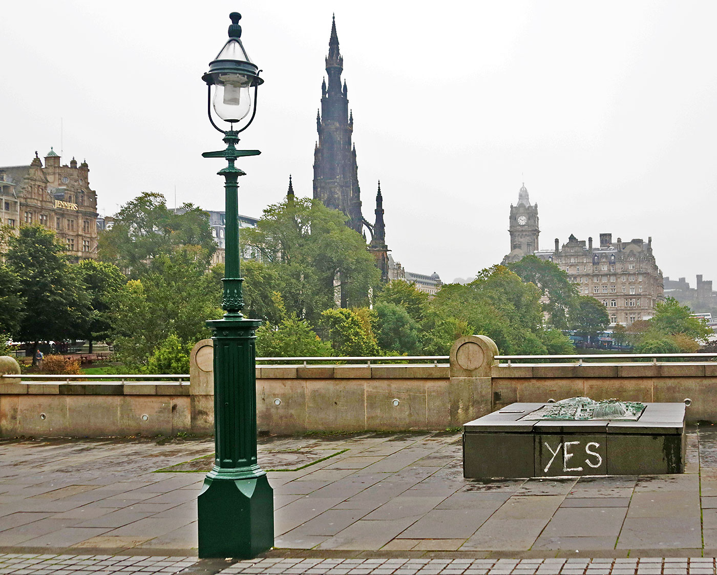 Photos taken in Edinburgh on voting day in the  Scottish Referendum on 18 September 2014  -  The Mound Precinct