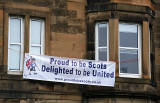 Photos taken in Edinburgh on voting day in the  Scottish Indepemdence Referendum on 18 September 2014  -  'Yes' Campaign Banner at Dalkeith Road