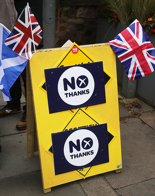 Photos taken in Edinburgh on voting day in the  Scottish Indepemdence Referendum on 18 September 2014  -  'No' Campaign