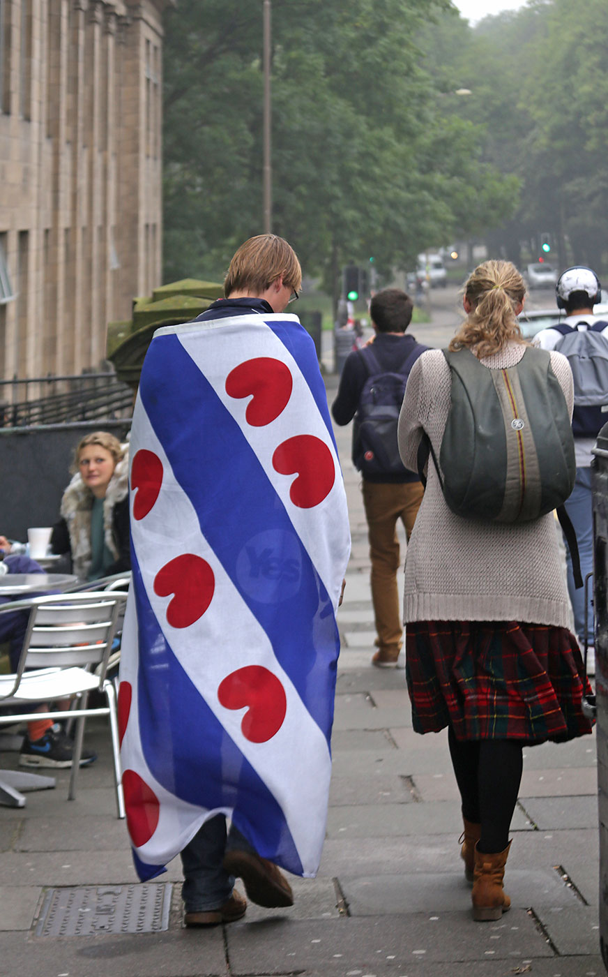Photos taken in Edinburgh on voting day in the  Scottish Indepemdence Referendum on 18 September 2014  -  Visitors from Frisia