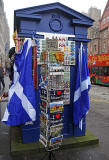 Photos taken in Edinburgh on voting day in the  Scottish Indepemdence Referendum on 18 September 2014  -  The Royal Mile  -  Police Box on the corner of Lawnmarket and George IV Bridge