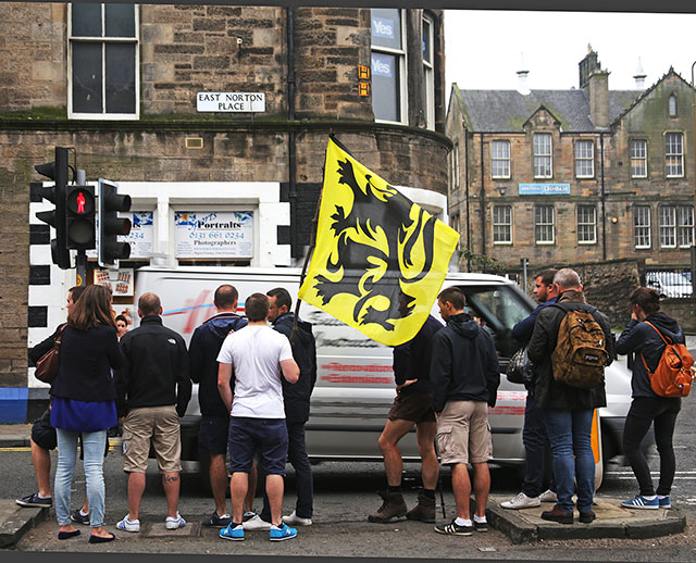 Photos taken in Edinburgh on voting day in the  Scottish Indepemdence Referendum on 18 September 2014  -  Visitors from Flanders