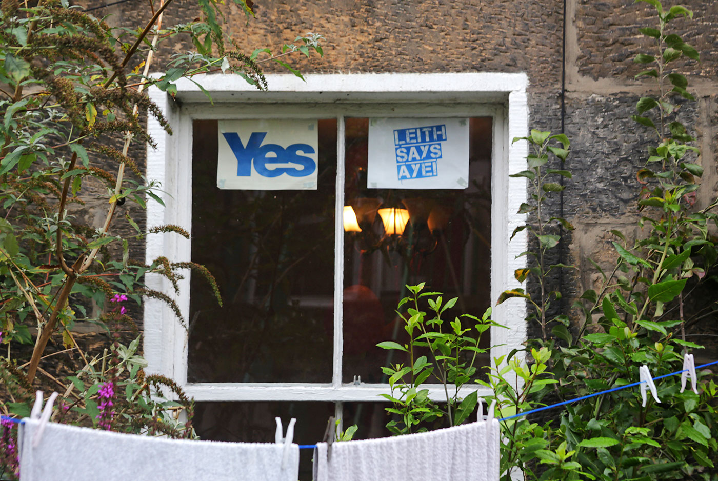 Photos taken in Edinburgh on voting day in the  Scottish Indepemdence Referendum on 18 September 2014  -  'Yes' Campaign Posters at Abbeyhill