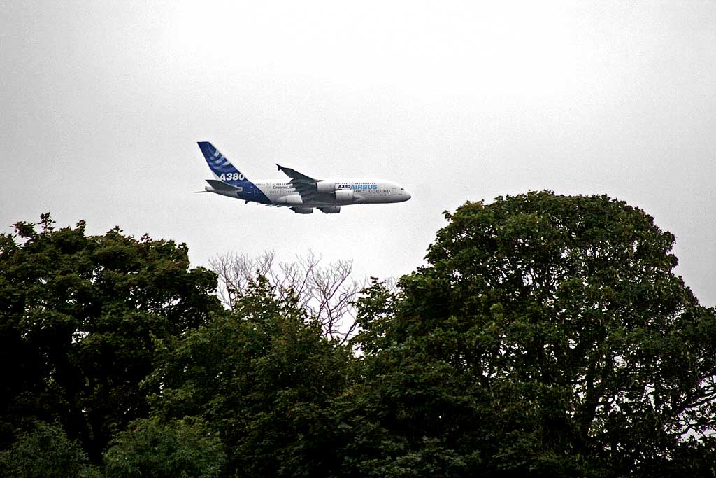 Airbus A380 -  photographed from Silverknowes Promenade - September 5, 2009