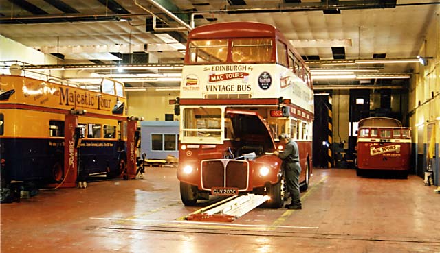 Routemaster under inspecton at Seafield Works