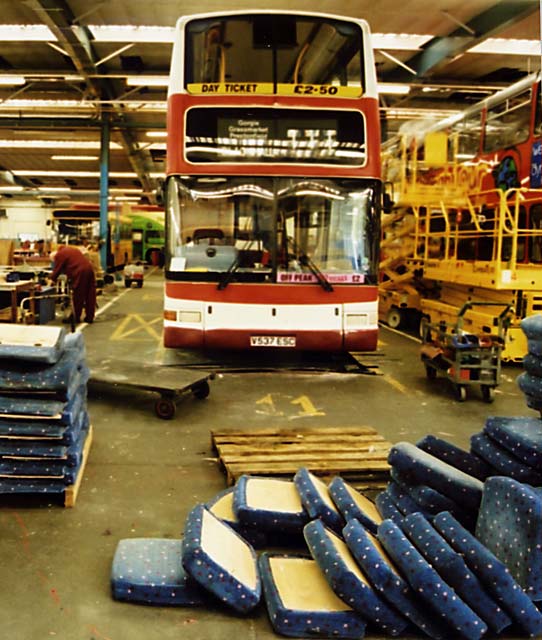 Bus Seats in the Upholstery Department  -  Seafield Works