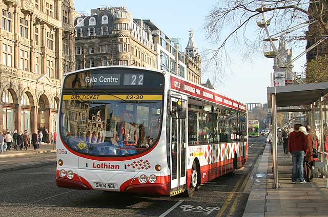 Route 22 bus in Princes Street  -  November 2005