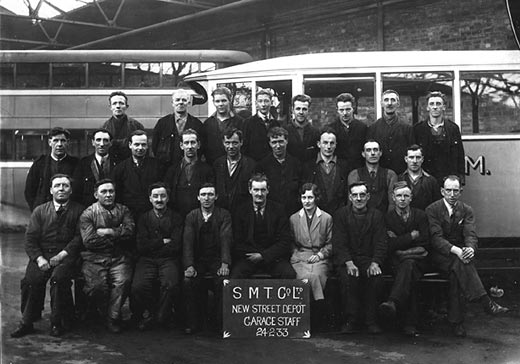 Workers at SMT Bus Depot, New Street, Edinburgh  -  1933