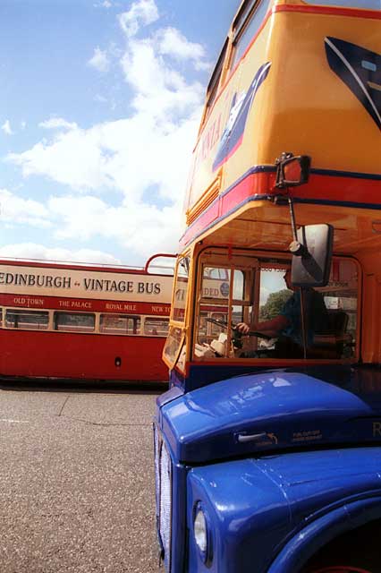 Waverley Bridge  -  Vintage Tour Bus and Britannia Tour Bus