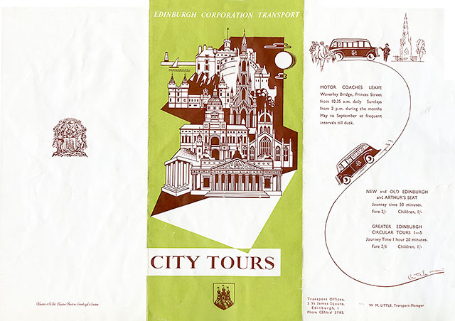 Edinburgh Corporation Coach Tours Leaflet 1955-56  -  The Cover
