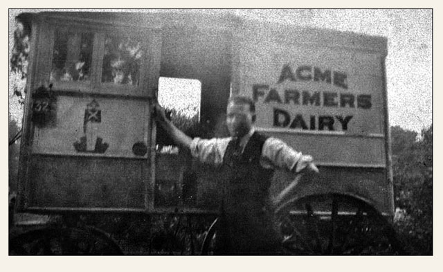 Doug Imrie's Great Grandfather delivering milk in Edinburgh for Acme Farms Dairy