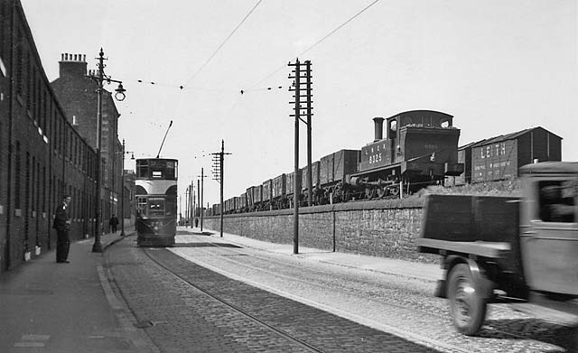 Looking to the east along Lower Granton Road  -  Tram and Train