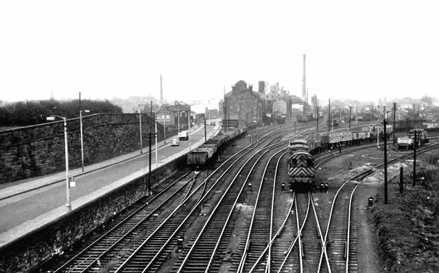 Railways in Eastern Edinburgh  -  View to the west towards Leith from the bridge over the railway at Seafield