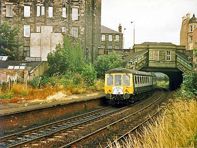 Abbeyhill Station  -  One of the special shuttle trains from Edinburgh Waverley Station to the Commonwealth Games at Meadowbank Stadium