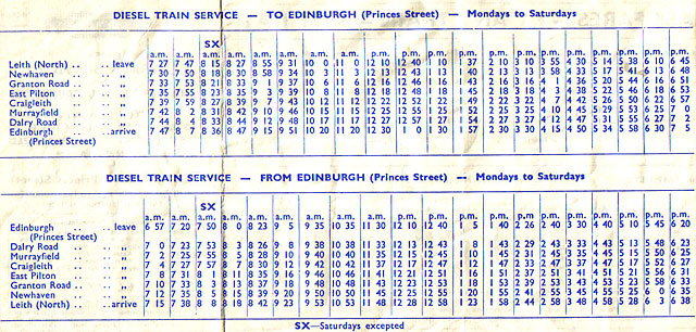 Train Service from Edinburgh Princes Street station to Leith (North) station  -  1960