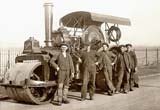 James Melville and his team with an Edinburgh Corporation Steam Roller 