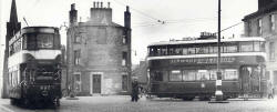 Zoom-in to a picture of Newhaen -  Two trams  -  1955