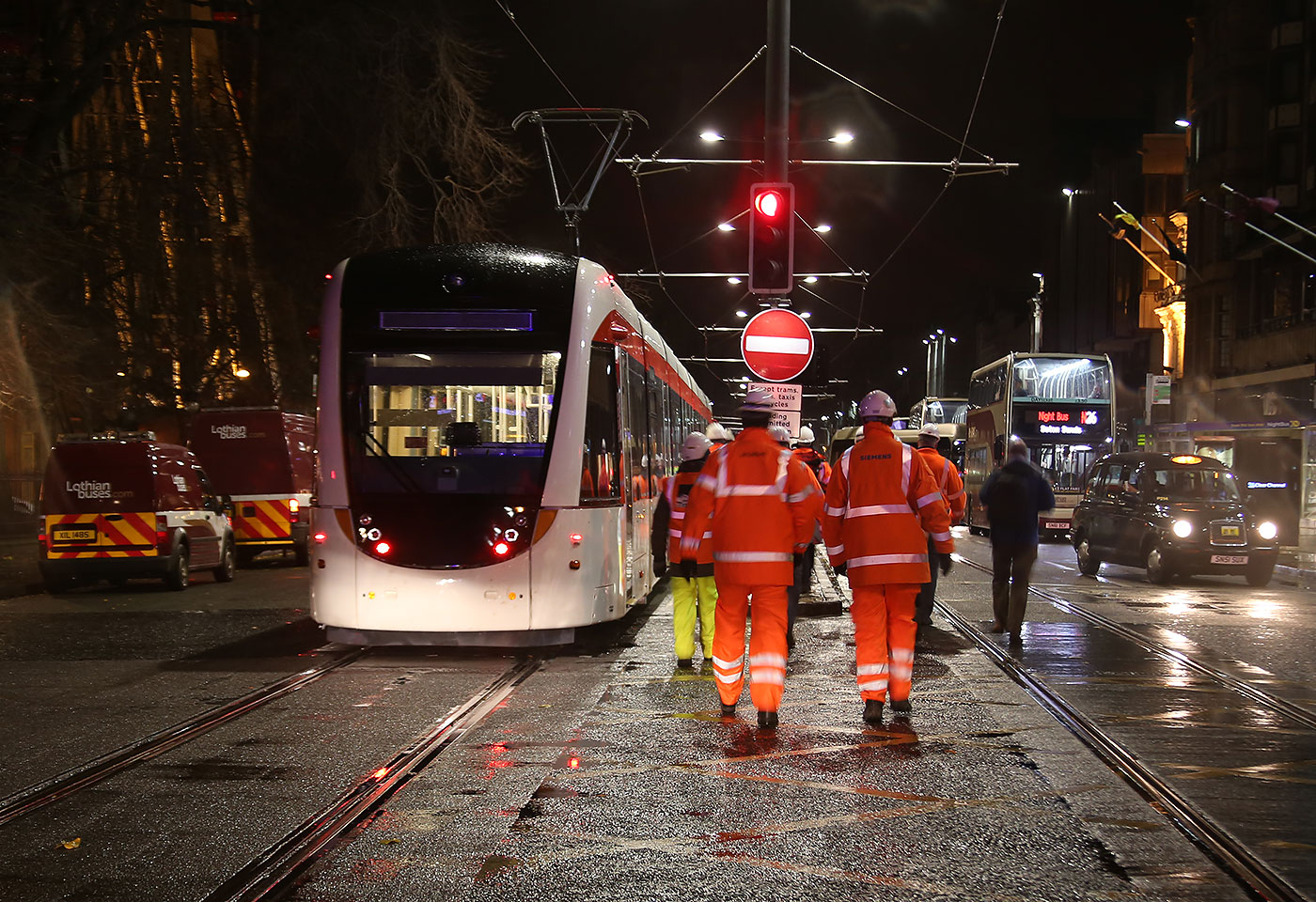 Tram Testing on December 5, 2013  -  Tram passing The Scott Monument, Princes Street