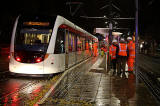 Tram Testing on December 5, 2013  -  Tram at the Princes Street tram stop, near the foot of The Mound