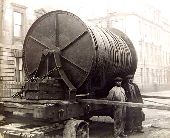 Cable in the Street  -  prior to being installed in the central groove of the tramway track
