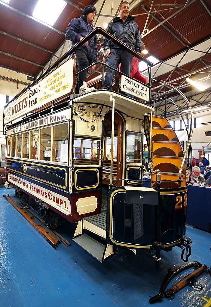 Edinburgh Street Tramway Copany  -  Horse-drawn Tram  -  Restored 2012  -Seen here at Lathalmond Vintage Bus Museum, August 2013
