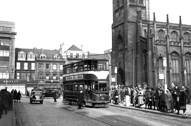 Tram on the West End Crosssover in Lothian Road